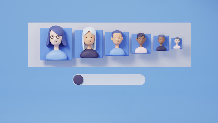 Animation of selecting a person, headhunter. 3d render. Hiring concept, new employees, recruitment. Choose best job candidates, resume. Human resource management. Cartoon style video