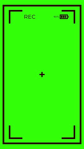Smartphone Camera video recording on Green Screen Background. Surveillance, Camcorder live, digital interface, 4K loop able.