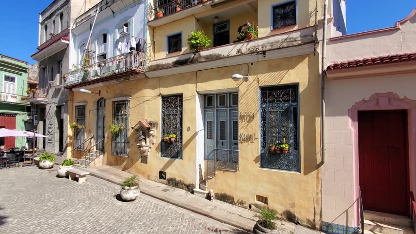 Colorful Old Havana streets in historic center Havana Vieja near Paseo El Prado and Capitolio.