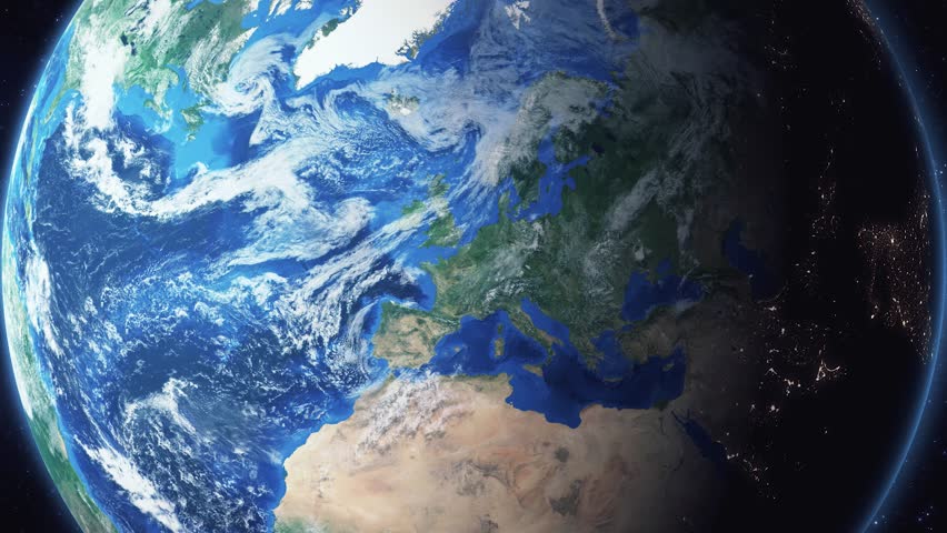 Earth zoom in from space and focus on Mishawaka, Indiana, USA. 3D Animation. Video footage. Background for travel intro.