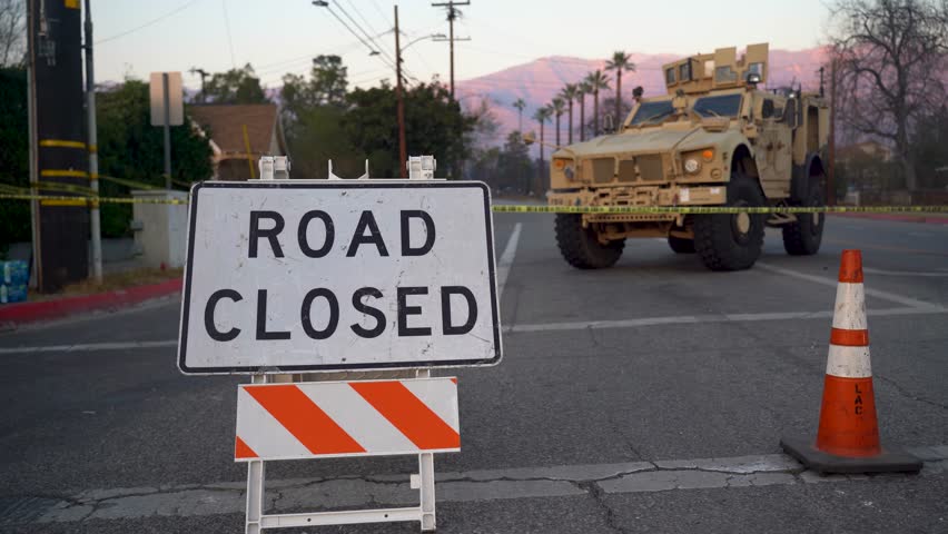 Road Closure Due to Wildfires in Pasadena, California