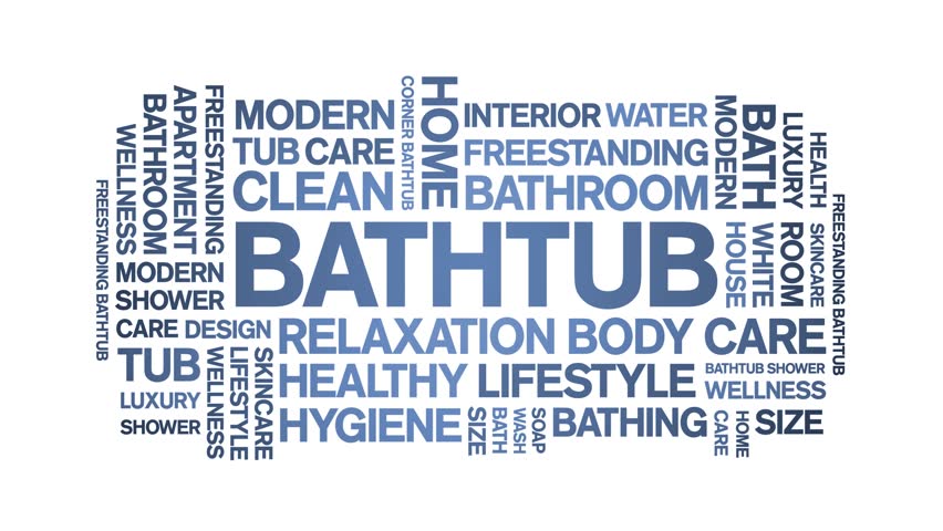 Bathtub animated word cloud,text design animation tag kinetic typography seamless loop.