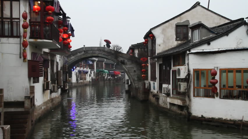 SHANGHAI - DECEMBER 20: Dusk scenes of Shanghai Zhujiajiao ancient town,