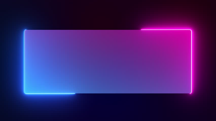 3D render, Abstract neon rectangle frame with purple blue laser beams