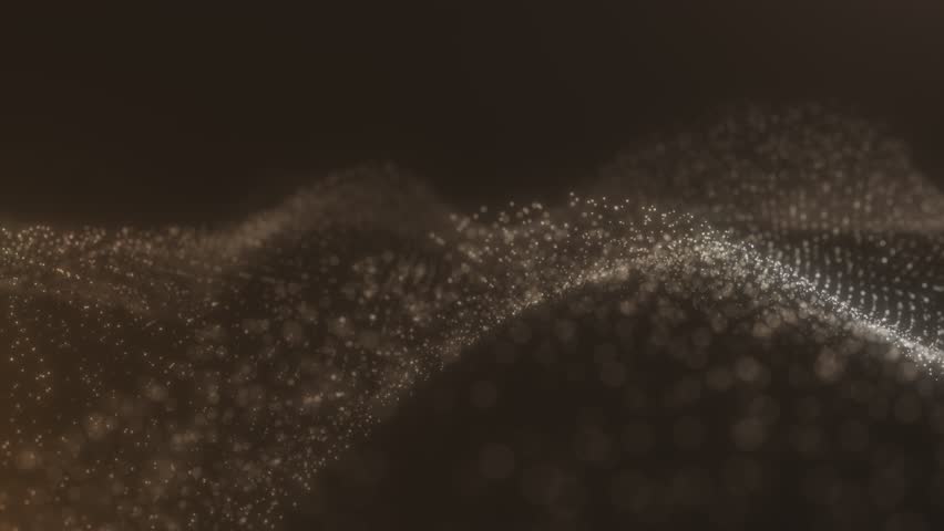 Abstract Golden Particle Flow in Dynamic Motion with Warm Shimmering Glow