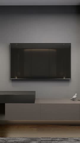 Small cozy bedroom with a TV area is designed in a modern style in warm colors. 3D rendering