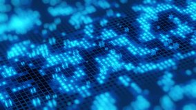 Close-up of a glowing binary code grid in blue tones, featuring illuminated patterns, futuristic design, and data visualization. - Powered by Shutterstock - Get 15% off with code: PIKWIZARD15