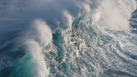 Big power ocean waves with white foam in Atlantic Ocean. Aerial slow motion shot of fabulous sea tide on stormy day - Powered by Shutterstock - Get 15% off with code: PIKWIZARD15