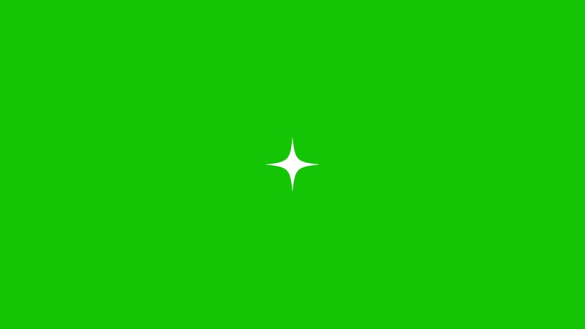 Sparkle stars blinking animation on green screen background. Glowing and twinkling star motion graphics effects for 2d cartoon animation, white cartoon 4k effects video.