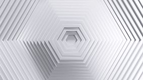 Seamless loop 4K 3D animation of concentric hexagons with smooth ripple effects and bold, contrasting shadows. Ideal for dynamic designs, videos, or striking creative backgrounds. - Powered by Shutterstock - Get 15% off with code: PIKWIZARD15
