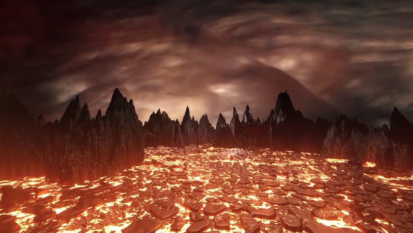 Primordial Earth Billions of Years Ago with Lava and Meteor Showers - Cloudy