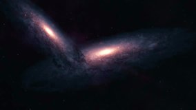 Establishing Shot of Two Large Spiral Galaxies Colliding With Each Other - Powered by Shutterstock - Get 15% off with code: PIKWIZARD15