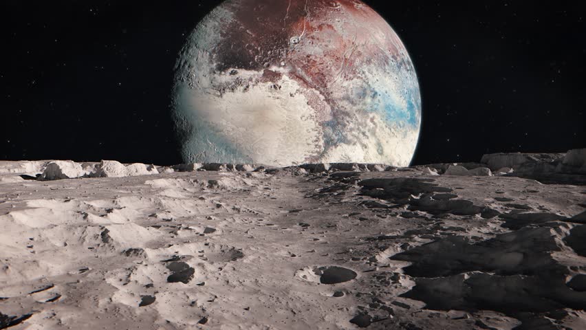 Pluto Viewed from the Surface of the Moon Charon