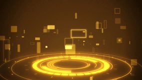 Futuristic Digital Interface with Glowing Yellow Circles and Data Blocks in a High-Tech Virtual Environment.Loop. - Powered by Shutterstock - Get 15% off with code: PIKWIZARD15