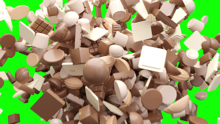 Bursting mix Chocolate Nuggets, Video Transitions on Green Screen