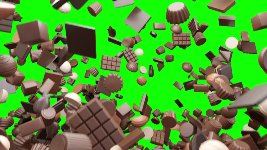 Bursting mix Chocolate Nuggets, Video Transitions on Green Screen