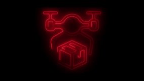 Dron delivery ,Black icon of a drone transporting a box. coloerful neon icon - Powered by Shutterstock - Get 15% off with code: PIKWIZARD15