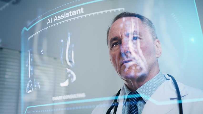 Professional doctor examines an advanced AI-powered brain scan interface for accurate medical diagnostics, showcasing innovation in healthcare and artificial intelligence technologies. - Powered by Shutterstock - Get 15% off with code: PIKWIZARD15