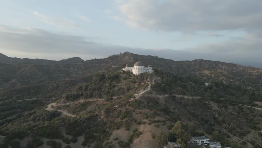 The Griffith Observatory during sunset on an Autumn afternoon at Griffith Park in the Los Feliz, East Hollywood area of Los Angeles California. Captured in D-Cinelike profile, ready for color grade