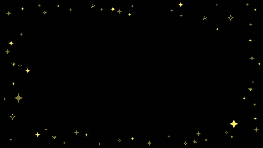Yellow star sparkling frame loop transparent background