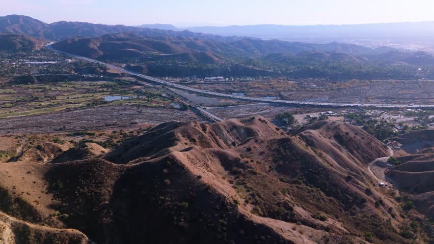 Aerial View of California Hills and Urban Landscape