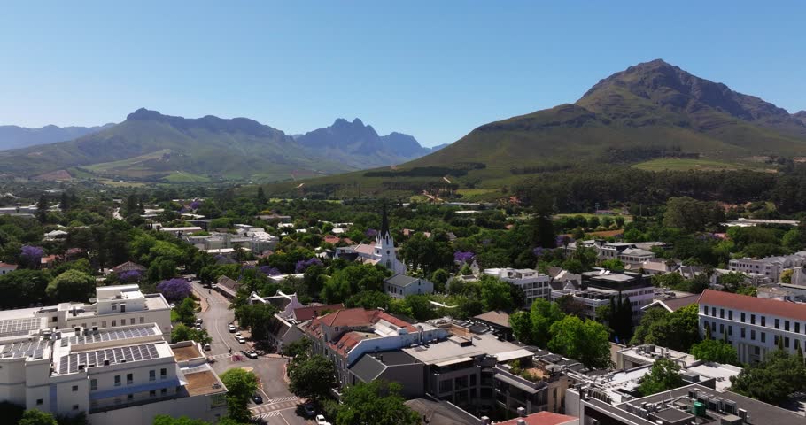 Birds Eye View Above Stellenbosch, South Africa. Summer
