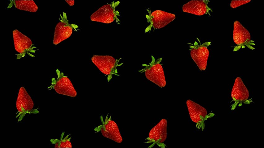 Falling Strawberries Background Animation with Alpha Matte, Loop
