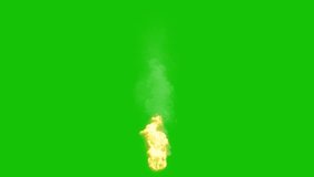 Looping Isolated Fire with soft Smoke burning regularly like a torch on uniform green background - Powered by Shutterstock - Get 15% off with code: PIKWIZARD15