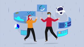 Virtual Reality Collaboration and Data Visualization - Futuristic Technology cartoon animation - Powered by Shutterstock - Get 15% off with code: PIKWIZARD15
