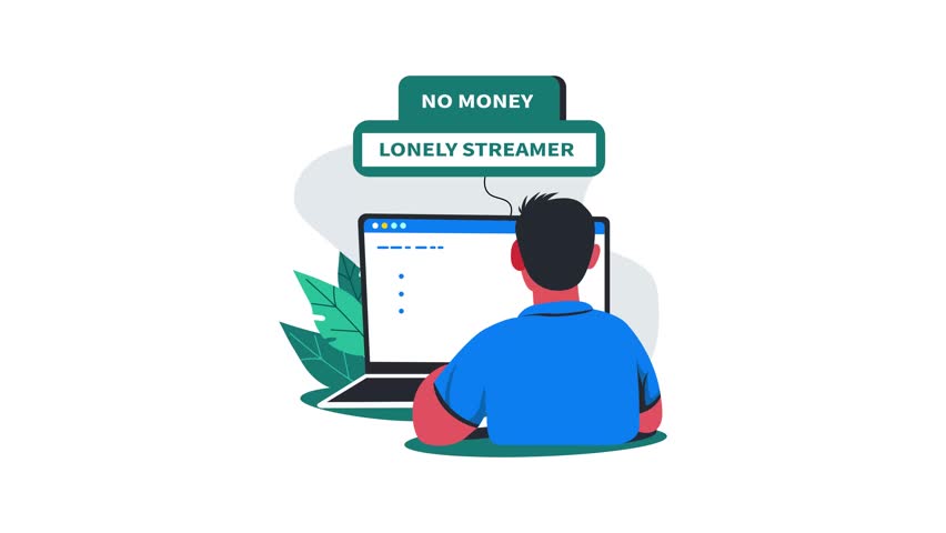 Online streaming character animated illustration in flat style 