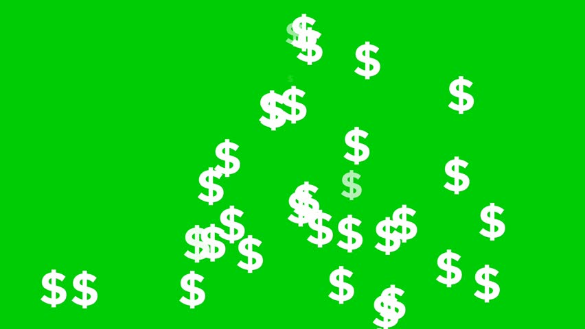 Video animation of dollar sign white color. On a green screen chroma key background