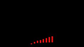 Red rotation growth graph with rising bars and arrow on black chromakey background for inserts. - Powered by Shutterstock - Get 15% off with code: PIKWIZARD15