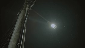 A Cinematic Winter Shot Of Snowfall At Night, Featuring Street Pillars Lit By Streetlights. Snowflakes Slowly Fall, Creating A Peaceful And Enchanting Scene On A Quiet Winter Night. - Powered by Shutterstock - Get 15% off with code: PIKWIZARD15