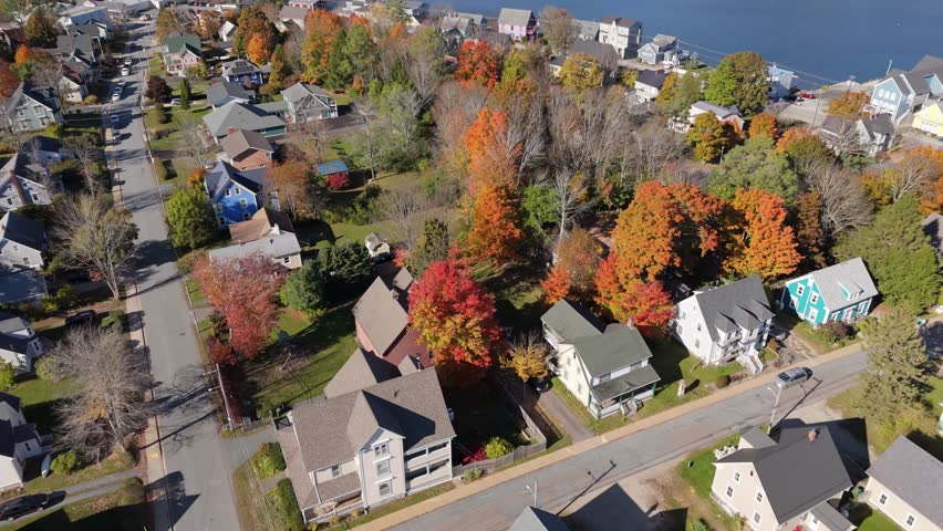 Cinematic Drone FootageIconic Three Churches Of Mahoney Bay, Lunenburg, Nova Scotia. The St. James Anglican, St. John