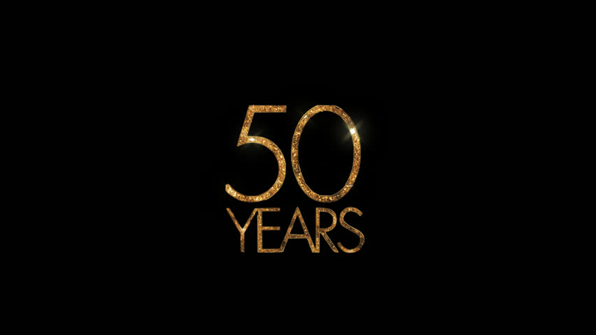 Golden logo congratulations 50 years, anniversary, alpha channel, fifty years gold glitter