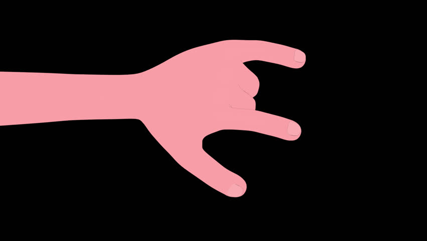 Rock and Roll 3D Hands Animation on Alpha Channel, Loop
