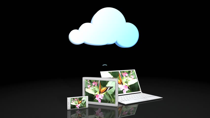 Cloud sharing concept animation. Matte included.