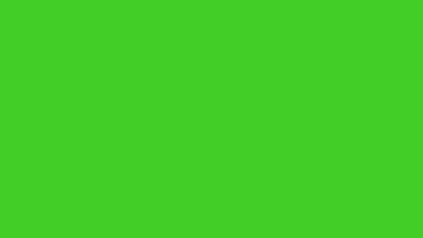 Animated white notes fly from bottom to top on a green background. Concept of music, song, melody