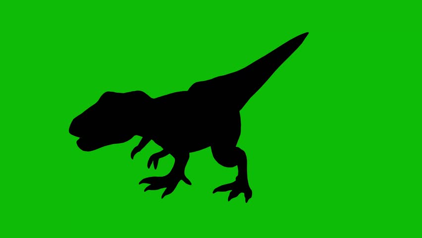 Silhouette of a tyrannosaurus rex (T-Rex) dinosaur roaring on green screen, perspective view. Animal silhouettes, seamless loop 3D animation. You can remove the green screen using any video editor. - Powered by Shutterstock - Get 15% off with code: PIKWIZARD15