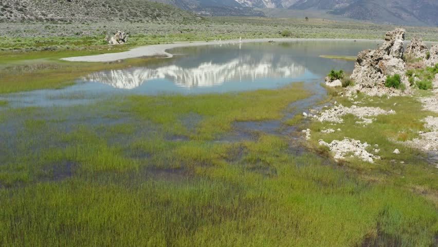 Mono Lake Stalagmites in Tufa shoot by drone