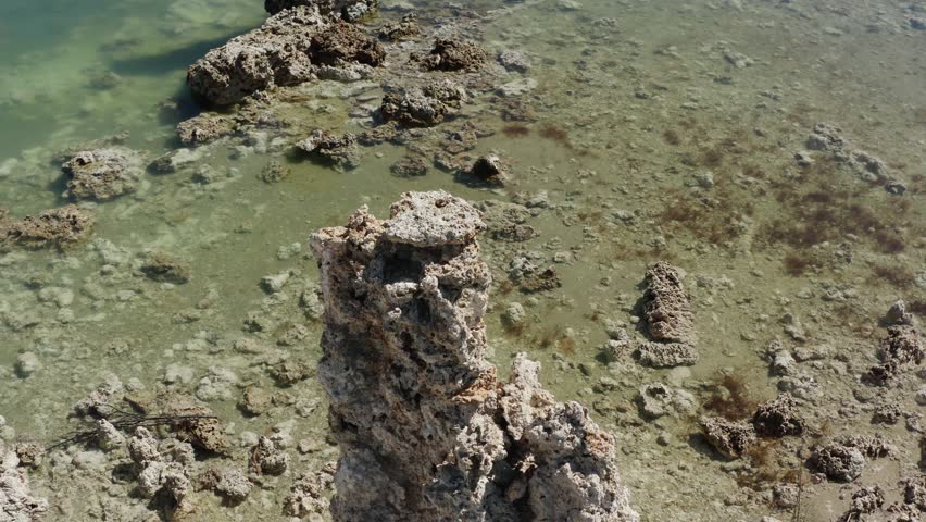 Orbit close up shot of Mono Lake Stalagmites in Tufa