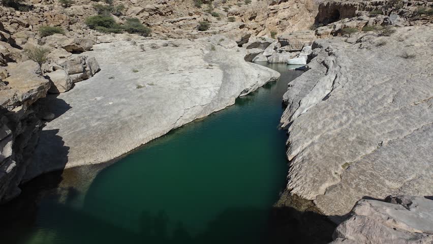 The beautiful mountain scenery of Wadi Bani Khalid in Oman'