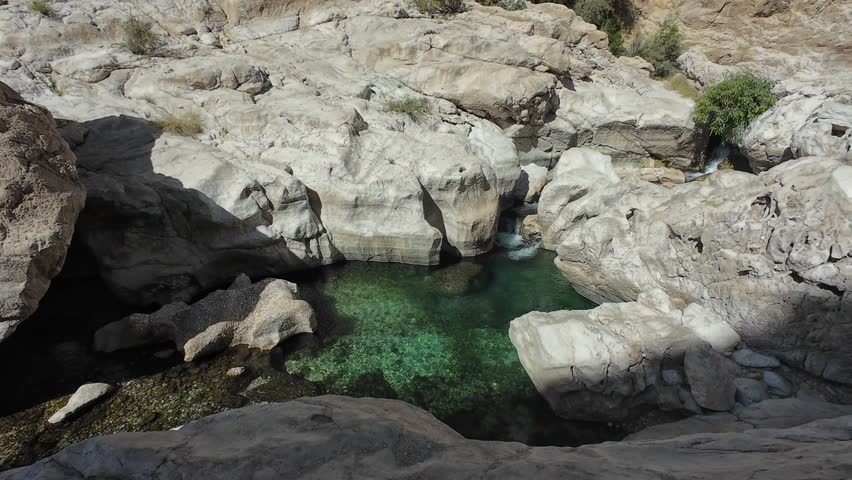 The beautiful mountain scenery of Wadi Bani Khalid in Oman'
