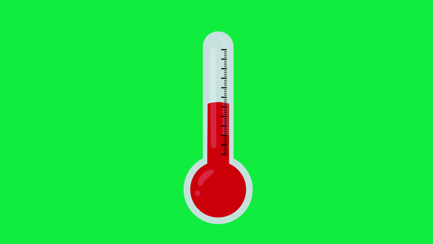 2d thermometer high and low temperature degrees animation 4k green screen