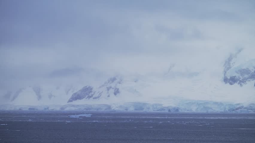 Antarctica Ocean Winter Seascape with Snow Covered Icy Scenery and Cold Weather Winter Scene, Antarctica Peninsula Scene with Sea