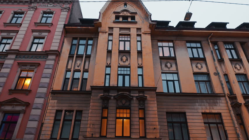 Stunningly Elegant Historic Building Facade Captured in Beautiful Cityscape During Dusk 4K TimeLapse Footage