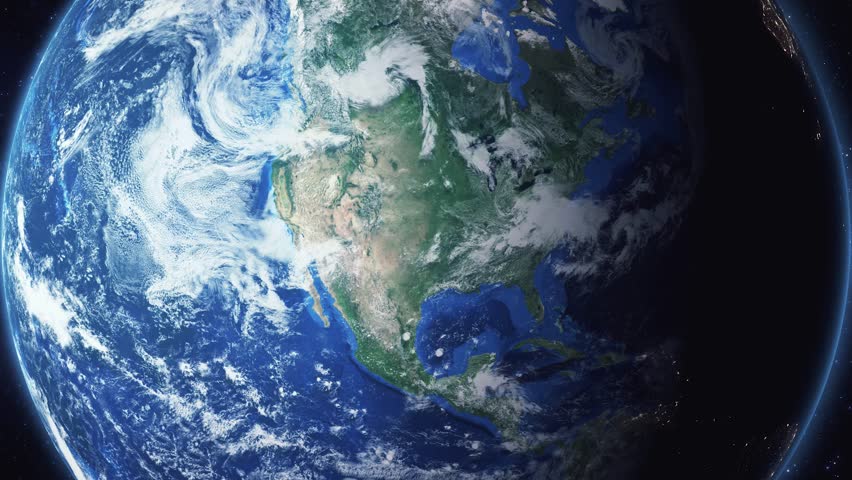 Earth zoom in from space and focus on Montreuil, France. 3D Animation. Video footage. Background for travel intro.