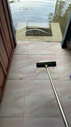 cleaning the house after the flood 
