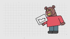 Template for text bear holds digital tablet with business chart and smiles. Looped animation - Powered by Shutterstock - Get 15% off with code: PIKWIZARD15