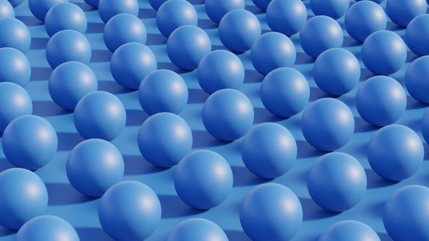 Abstract Monochromatic 3D Animation in Blue with Smoothly Sliding Spheres on a Minimalistic Surface, Seamless Loop for Backgrounds, Advertising, and Creative Design